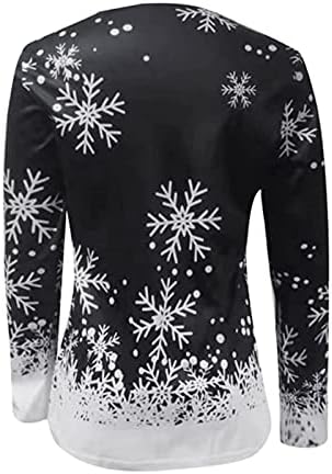Божиќни Кошули За Жени Снегулка Срце Графички Обичен Пуловер Со Долги Ракави Врвот Лабава Божиќна Дуксерка Со Врат