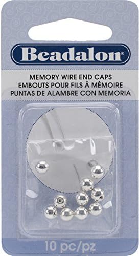 Beadalon Меморија Жица Крајот Капи 5mm 10/Pkg Сребрена Позлатени