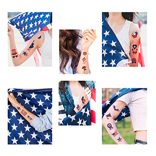 10 Листови Денот На Независноста На Американското знаме Привремени Налепници За Тетоважа за 4-ти јули Паради И Прослави И Бесплатна