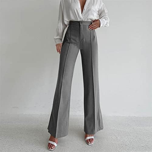 Облечи панталони жени деловни обични лабави обични панталони за жени директно широко нозе влечење на костуми со џебови