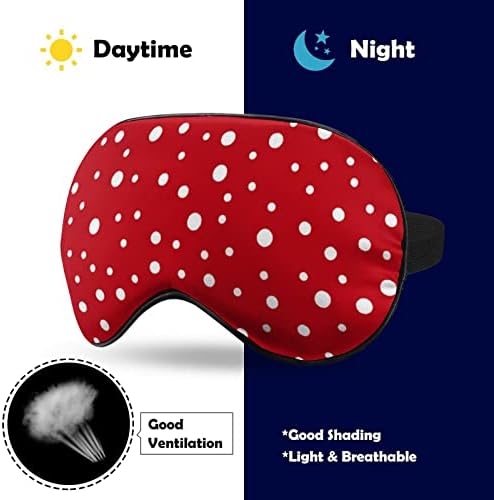 Бели црвени точки за спиење маска мека маска за очи за очи со прилагодлива лента за мажи жени