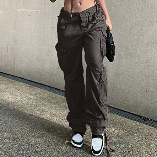 Dsенски тексас фармерки ДСОДАН, модни панталони со високи половини, директно карго панталони, обични баги панталони со џебови лабаво