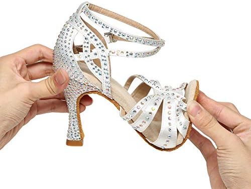 Банки за женски ринестони чевли за танцување за танцување на венчавки за танцување чевли со висока потпетица, YCL440