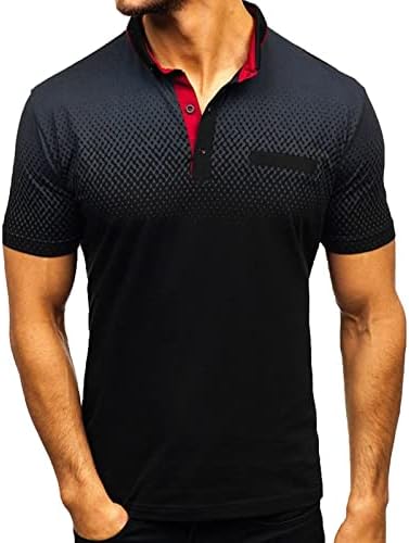 Машки голф Поло маички со кратки ракави пулвер 3Д градиент тенис маички атлетски врвови на врвовите на мускулите