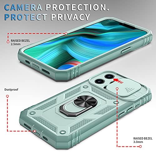 Pompvla за Iphone 13 Pro Max Случај[Со 2 Заштитници На Екранот Од Калено Стакло] [Заштита Од Капка Во Воено одделение] Со Држач За Прстен За Автомобилски