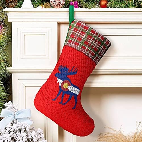 Колорадо знаме лос секвен Божиќ за Божиќни празници Реверзибилни бои што се менуваат магичен фонд за Божиќно дрво камин виси чорапи