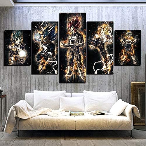 Wallидна уметност постер слика платно HD печатено 5 парчиња змеј вегета аниме сликарство дома декорација за модуларна рамка за девојчиња