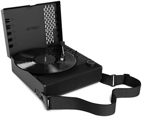 Victrola Revolution Go 3-брзински Bluetooth Portable Record Player & Vintage Vinyl Record Storage and Chate Case, црна