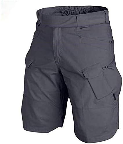 Машки плус големина на карго шорцеви класични кратки панталони за пешачење со двојки со шорцеви со патенти со повеќе џебови