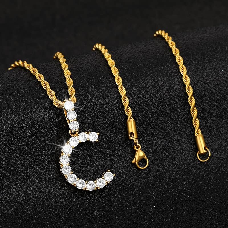 T3STORE A-Z Почетна букви ѓердани моден циркон за жени златен ланец на буква Азбучен ѓердан накит-72066