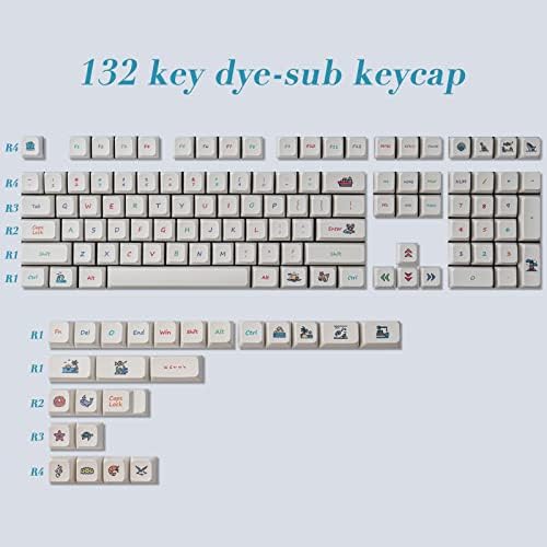 JOMKIZ PBT Keycaps, 132 Копчиња Прилагодено Keycaps Комплетен Сет, Боја Сублимација XDA Профилот Ceycaps Ansi Распоредот Ceycaps Компатибилен
