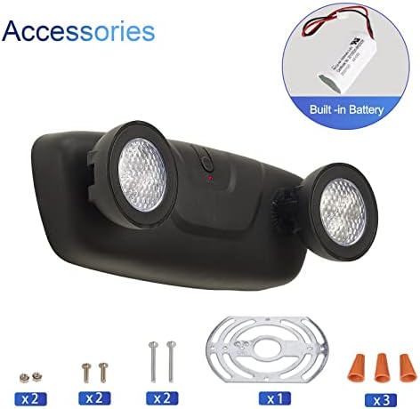 TANLUX LED Светла За Итни Случаи СО Резервна Копија На Батеријата, Две Комерцијални Светла За Итни Случаи Прилагодливи За Глава, UL Наведени,
