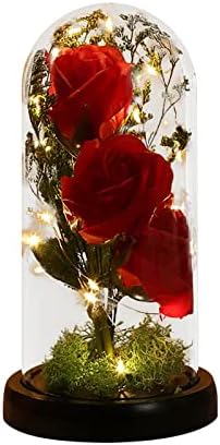 Подарок за Денот на вineубените, украс за роза, транспарентна акрилна покривка, емитувајќи декорација на креативно светло за емитување стакло,