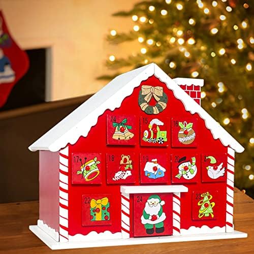 Божиќна Декорација Насликана Куќа Покриена Со Снег Одбројување Календар Кутија За Складирање Украси Божиќни Подароци Божиќен Украс Кристален