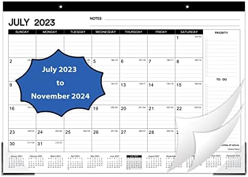 Календар за биро 2023-2024-јули 2023 - ноември 2024 година, 17 Месечна Подлога За Биро/Ѕиден Календар 2023-2024 година, 2-Во-1 Десктоп Календар,