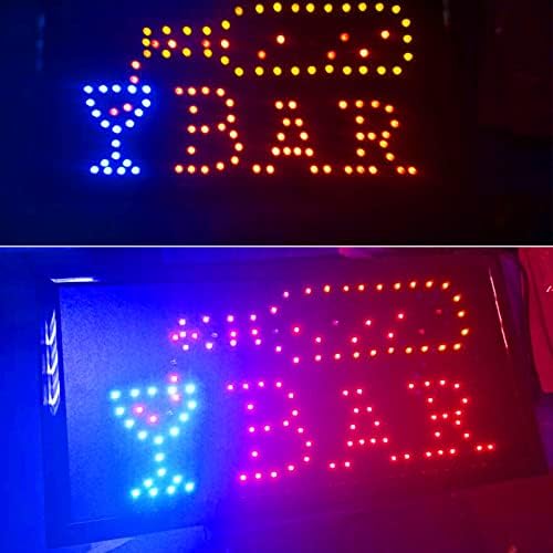 Бар Неон знак LED бар знак за декор за дома, анимирано движење LED ресторан Кафе бар клуб знак, вклучен/исклучен прекинувач за отворено светло,