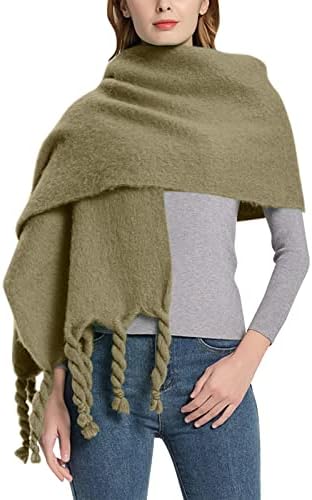 Womenените паѓаат зимска шамија Класична тасела карирана шамија топла мека бујна голема ќебе, обвивка за шифра меѓународна фудбалска