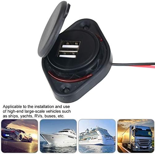 Панел DamOhony Diual USB Carger Socket Socket Power Outlet со капа, 12-24V 3.1A Брз автомобил полнач за полнач за напојување Адаптер за полнење