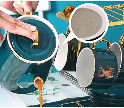 ZLXDP Држач За Чаши За Кафе ВО Нордиски Стил Комплет За Складирање Керамички Цветни Чаши За Чај И Чинија Во Европски Стил Подароци