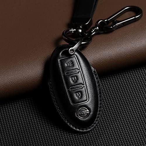 Smyfob Nissan Key Fob Cover Leather Lanyard Holder Keyder Coar Key Key Case Case Case Case 370Z Frontier Juke Kicks Titan Accessory