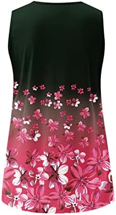 Бизнис обични врвови за жени женски обични градиент цвет печатење V вратот резервоарот без ракави маички блуза блуза