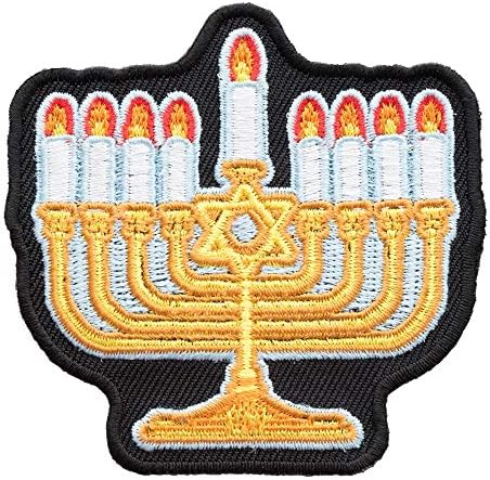 Patchstop menorah hanukkah starвездени свеќи Ironелезо на закрпи за фармерки за облека - 2,75х2,75in Мал DIY шиење на лепенка за торби