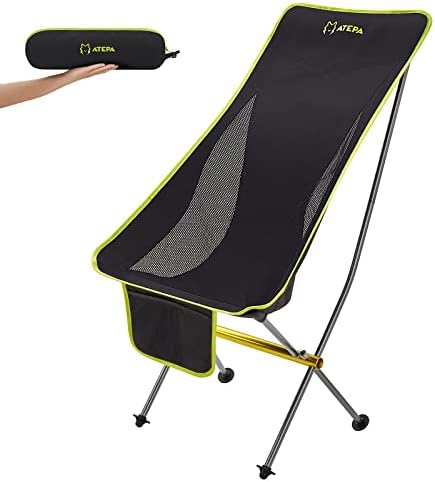 АТЕПА лесен кампување стол Ултралајт со голема преклопна стол за кампување со џеб и носење торба Компактен стол за ранци за ранци за отворено затворено спортско пе
