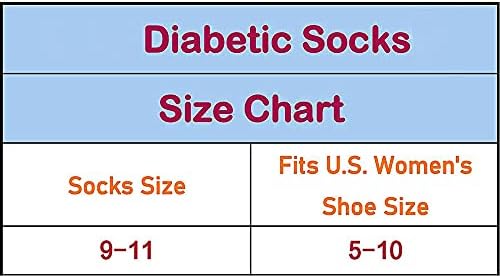 TZ ветува многу 6 пара циркулаторна циркулаторна дијабетична дијабетична не-обврзувачка памучна екипа чорапи со големина 9-11