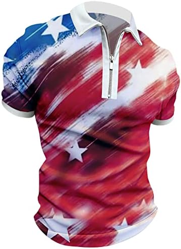 Менско американско знаме Поло кошули Патриотски 4 -ти јули маици лето секојдневен краток ракав гроздобер голф спортски поло
