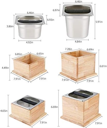 Tinton Life Espresso Knock Box нерѓосувачки кафе мелење тропачка кутија еспресо депонија со цврста дрвена основа издржлива