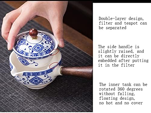 FHGH Кинески керамички чајник, 360Degree чајник керамички единечен тенџере, кинески филтер за домаќинство, производител на чај, црна грнчарка кунг фу чај, креативно стран