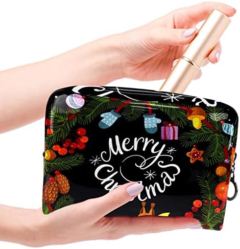 Тбуобт Торба За Шминка Патување Козметичка Торба Торбичка Чанта Чанта Со Патент, Среќен Божиќ Верверица