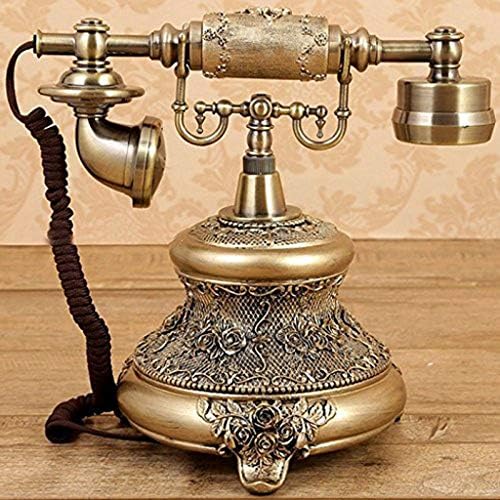 Kxdfdc Антички телефон ， Имитација на смола Бакар гроздобер стил Ротари ретро старомодно ротирачко бирање дома и канцелариски телефон