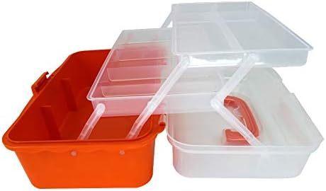 Portable Folding Tool Box, Three-Layer Storage Box with Cantilever Tray Plastic Hardware Box Storage 13 x 7.9 x 5.9 inches 1Pcs,