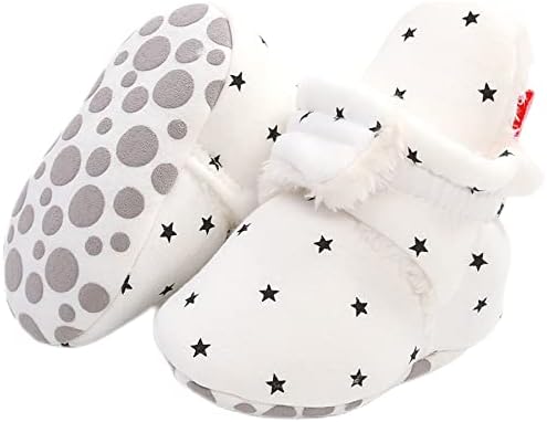 Бебе новородено пријатно руно чизми, органски памук наредени против лизгање и останување на влечки за новороденчиња, чизми со чизми со зимски топло топло топло сне
