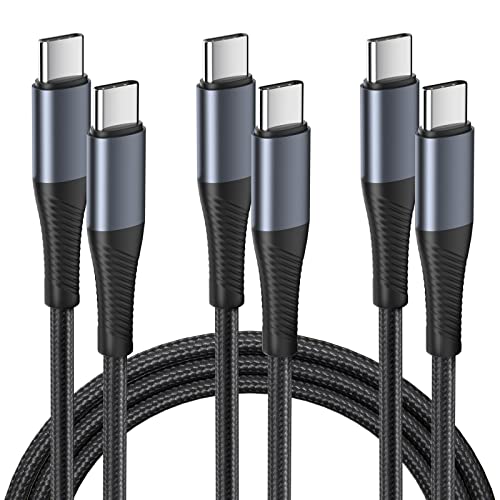 Deegotech [3-Pack 10FT] USB C до USB C кабел, PD 60W најлонски плетенка Тип Ц до типот C кабел, USB C кабел Брзо полнење компатибилен