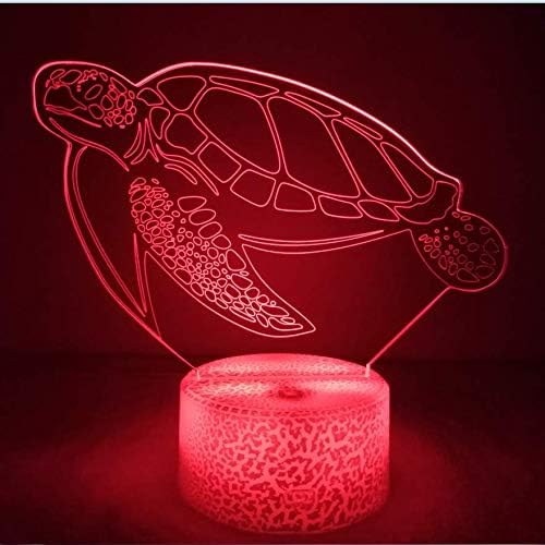 HPBN8 LTD 3D Sea Turtle Night Light LIGHT USB напојуван допир прекинувач за далечински управувач LED декор Оптичка илузија 3Д ламба 7/16 бои