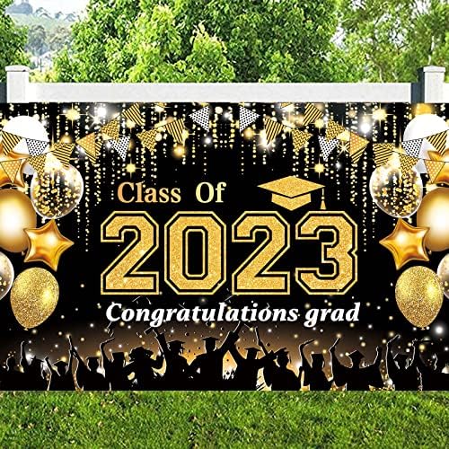 Класа На Украси ЗА Дипломирање БЕИГУО Од 2023 година,Позадина За Дипломирање На Црно И Злато за 2023 Година Украси За Забави За Дипломирање