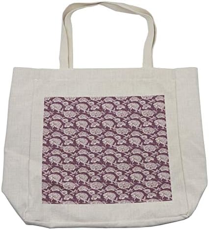 Торба за шопинг на Амбесон, ритмичка шема на цвеќе за гравура гроздобер изглед на скица, еко-пријателска торба за еднократна