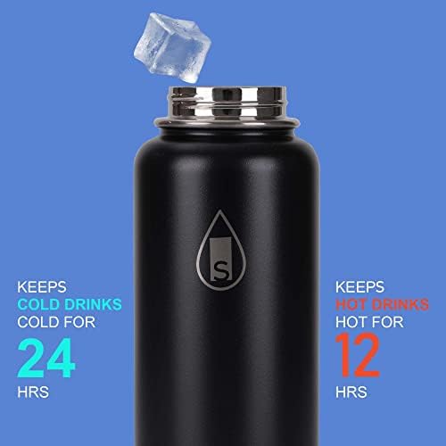 Smartlee изолирано шише со вода со капаче од слама и плунка - 32oz -истекување на вакуум изолирано шише со вода со шише со вода за напојување