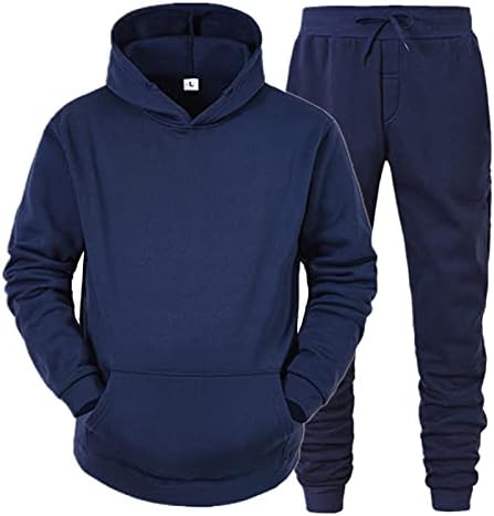 Мажите есен и зимски сет за слободно време цврста боја патент џемпер панталони Спортски костум за возрасни костуми за мажи за мажи