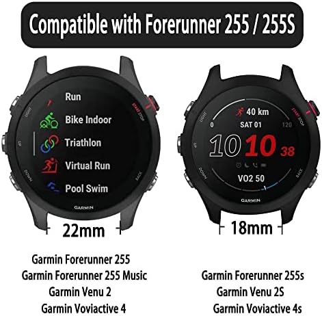 Силиконски опсег компатибилен за Garmin Forerunner 255/VivoActive 4/4S/Venu 2/2S, лента за дишење на спортски часовник за ForeRunner 255S/VivoActive