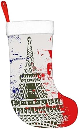 QG ZZX Француско знаме Божиќно порибување на Божиќни чорапи камин виси чорап 18 инчи Декорација на одмор