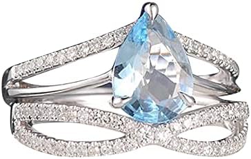 Прсти прстени за жени Исклучителен дијамантски прстен Елегантен rhinestone ветување прстен накит мода сини цирконски прстени за жени