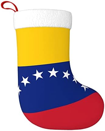 QG ZZX Божиќни чорапи со бело супер меко кафунг манжетно знаме на Венецуела Божиќни чорапи Божиќни украси порибување