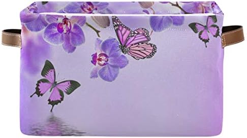 Коцка за корпа за складирање пролетна цветна орхидеја пеперутка голема склоплива играчка кутија за складирање на кутии за перални за плакари