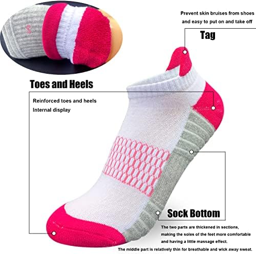UTYOAA WOMENS нема шоу чорапи со глуждот со ниски исечени чорапи кои работат со атлетски перничиња 6-пара