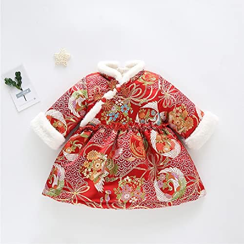 Фустанот на Cheongsam на Quenny Girls, бебе-девојки „задебелени кинески стил принцеза, новогодишни фустани на бебињата.