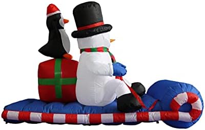 Два божиќни украси за украси, вклучуваат 5 стапки на надувување на Дедо Мраз играат голф, и 6 нозе долги надуени снежни снежни луѓе снежни луѓе