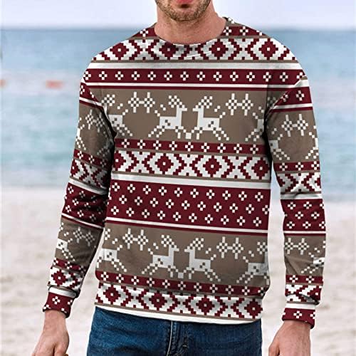 ZDDO грди Божиќни џемпери за мажи со долг ракав Божиќ ирваси и ирваси за снегулка, пулвер за зимски моден џемпер врвови